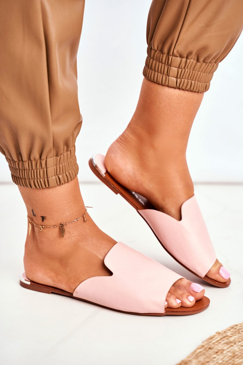 Жіночі шльопанці на плоскій підошві рожеві Mimios