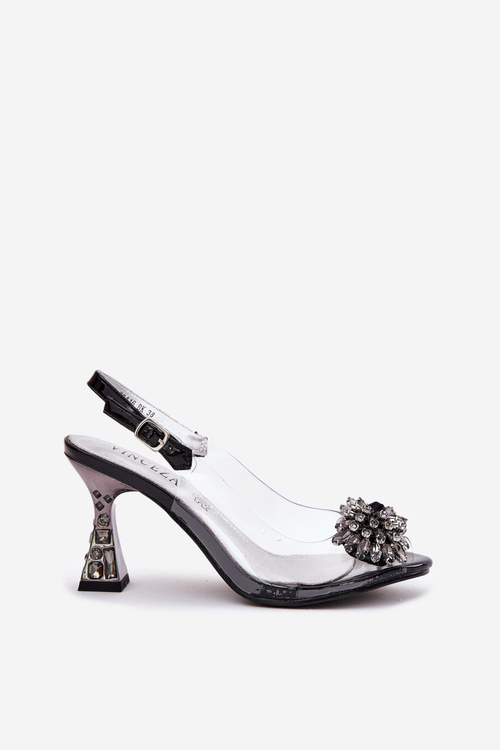 Прозорі Туфлі На Каблуках З Кристалами Vinceza 70116 Чорні
