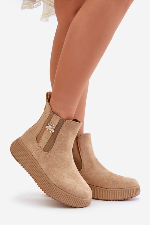 Жіночі черевики на платформі з пряжкою Еко-замшеві коричневі Ciatheia