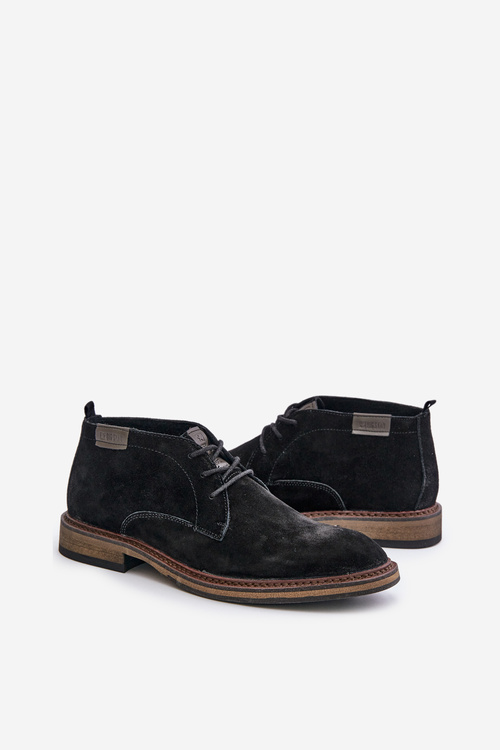 Чоловічі замшеві черевики на шнурівці чорні Big Star OO174146