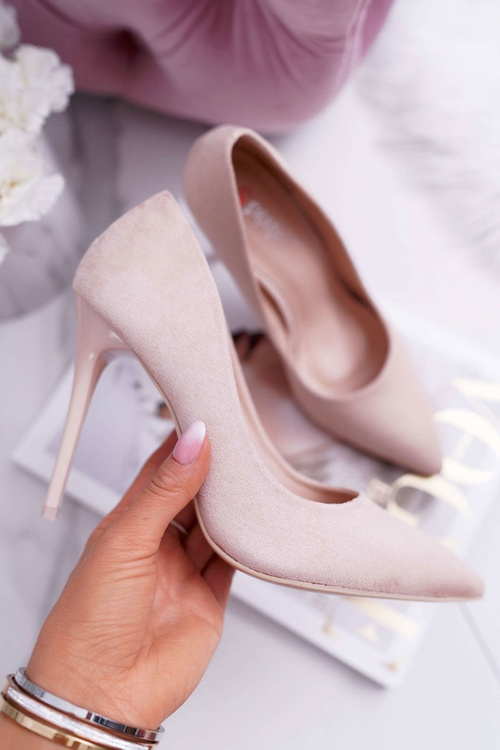 Жіночі замшеві туфлі на шпильці бежевого кольору Yanna