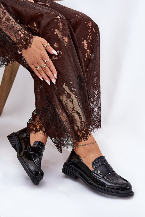 Лаковані Шкіряні Мокасини Жіночі Vinceza 91125 Чорні