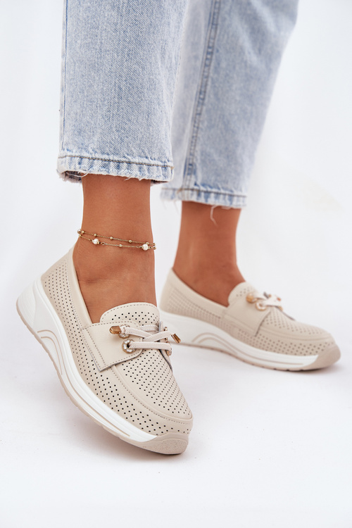 Шкіряні Полуботи З Природної Шкіри На Платформі Artiker 56C2102 Бежеві