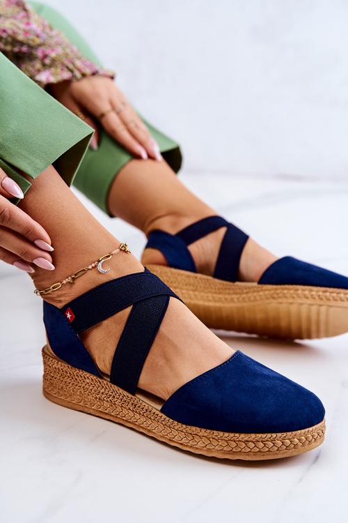 Замшеві жіночі еспадрільї Big Star JJ276037 Темно-сині