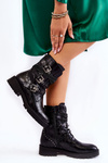 Жіночі теплі чоботи зі смужкою Snake Black Lamberta