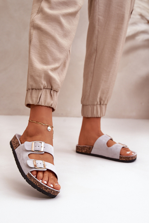 Жіночі тапочки на корковій підошві Cortina сірого кольору