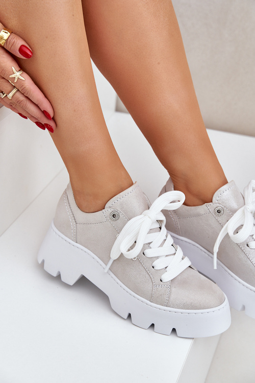 Кросівки Спортивне Взуття На Платформі CheBello 4632 Сріблясті