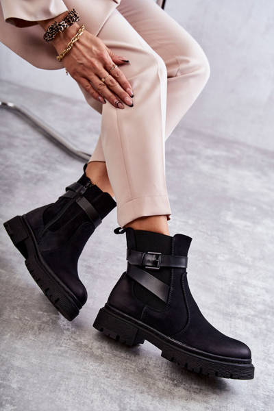 Жіночі утеплені черевики Jodhpur з поясом Чорні Jose
