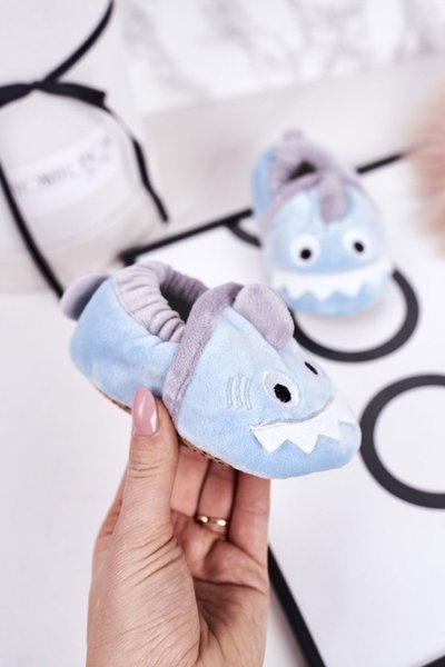 Дитячі утеплені велюрові домашні тапочки Blue Monster