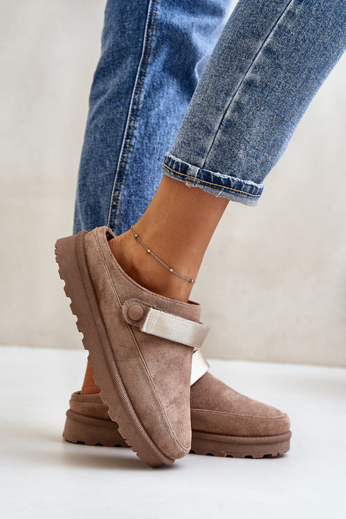 Жіночі теплі тапочки на платформі Коричневий Azida