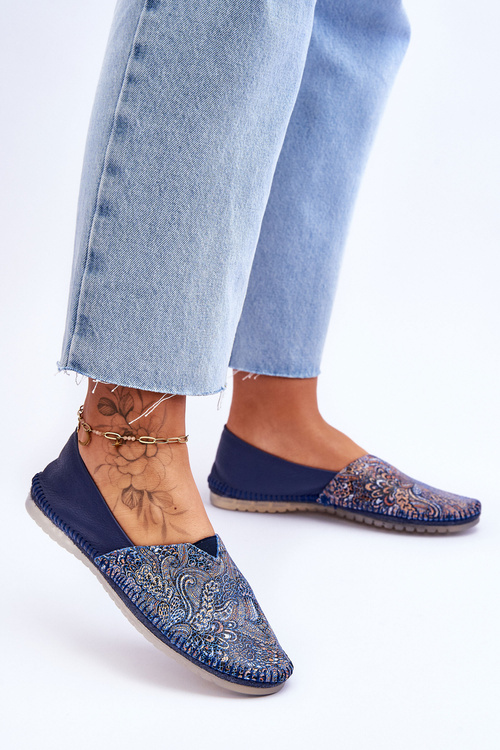 Жіночі шкіряні балетки Maciejka 01930-103 Темно-сині