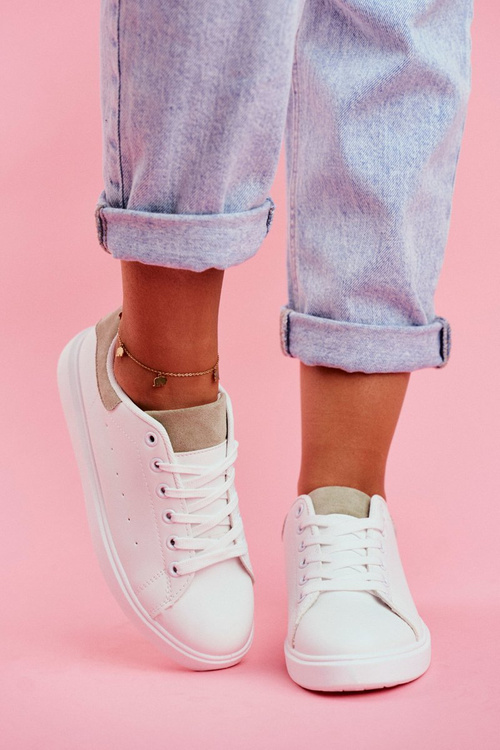 Жіноче спортивне взуття білі на зеленому каблуці Milly