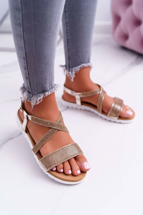 Жіночі босоніжки Lu Boo з цирконами 406-5 Gold Stella