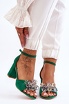 Елегантні босоніжки на високому каблуці з кристалами Зелений Камерон