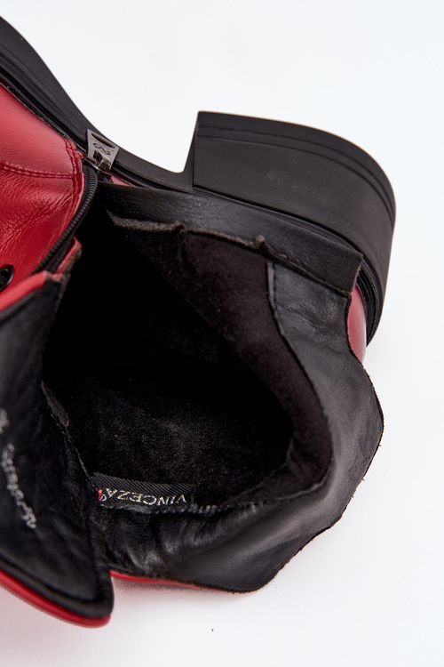 Жіночі шкіряні чоботи на каблуці з ізоляцією Vinceza 39950 Червоний