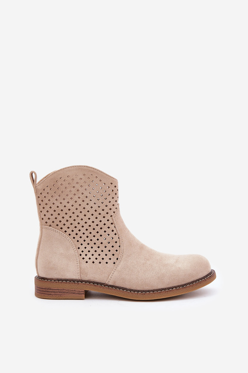 Перфоровані черевики на плоскому каблуці світло-бежеві Zinollia