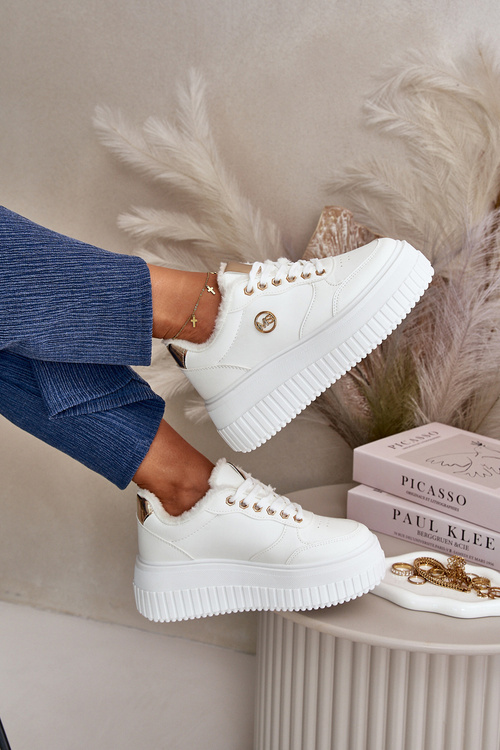 Кросівки жіночі спортивні утеплені на масивній підошві білі Ardiela