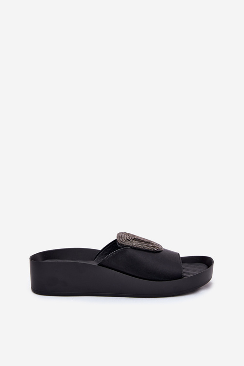 Шкіряні Жіночі Сандалі З Декором KV51-028 Чорні