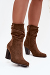 Жіночі чоботи на підборах з зібранням коричневі Jovessa