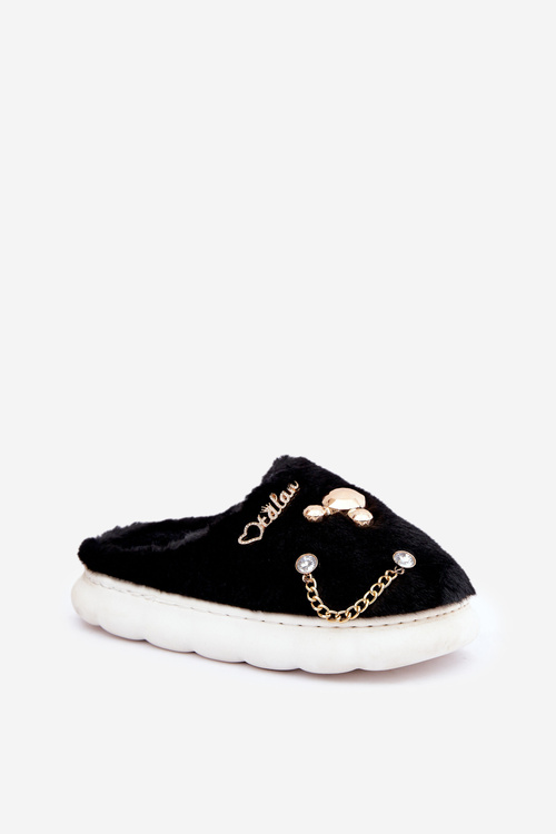 Пухнасті Тапочки З Бантиками Чорні Ivelfedi