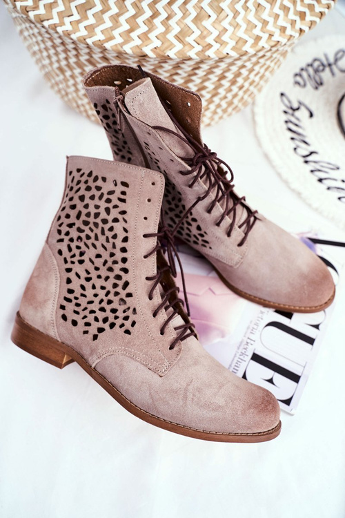 Жіночі чоботи на плоскому каблуці шкіряні Cappucino Meridan