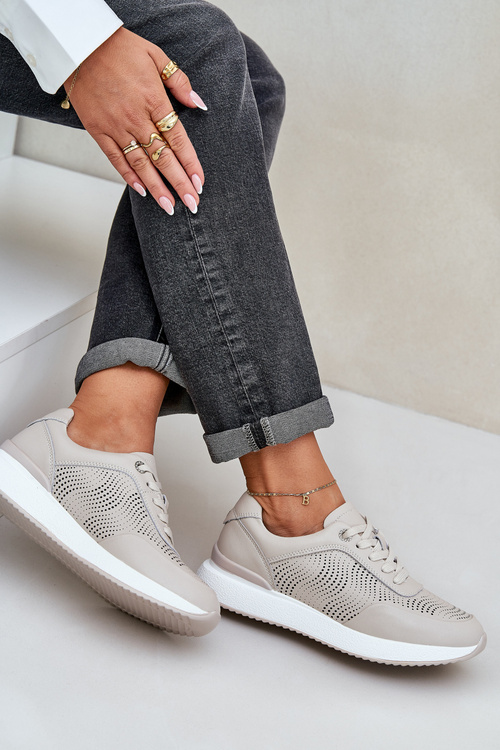 Шкіряне Спортивне Взуття Кросівки Жіночі S.Barski LR51-551 Бежеві