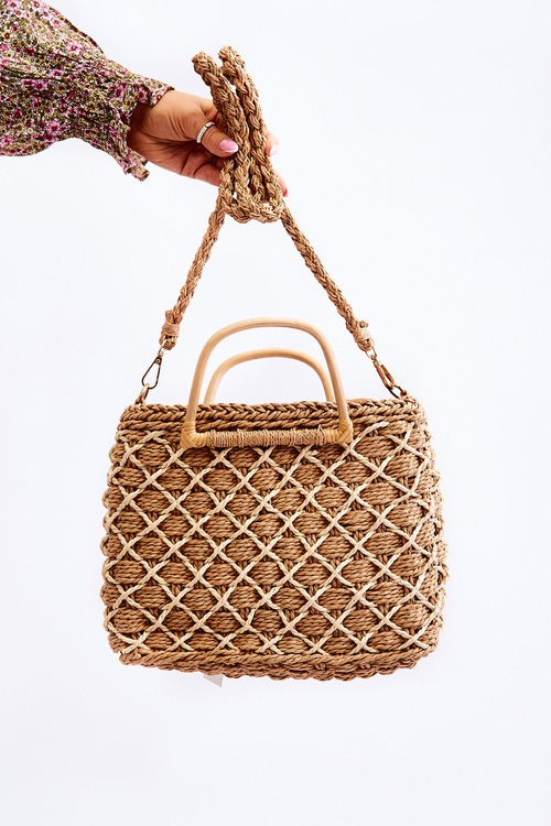 Коричнева плетена жорстка сумка-мессенджер