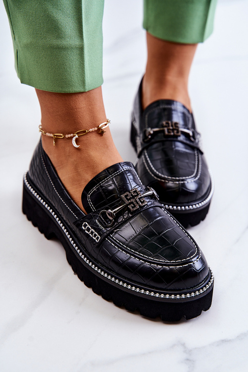 Шкіряні туфлі Snake With Ornament Black Adison