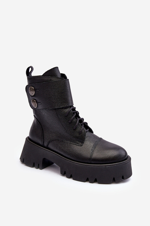 Шкіряні ботильйони жіночі чорні Anceria