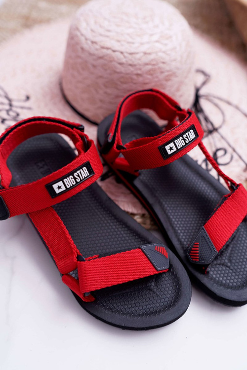 Жіночі сандалі Big Star на липучці червоні DD274A284