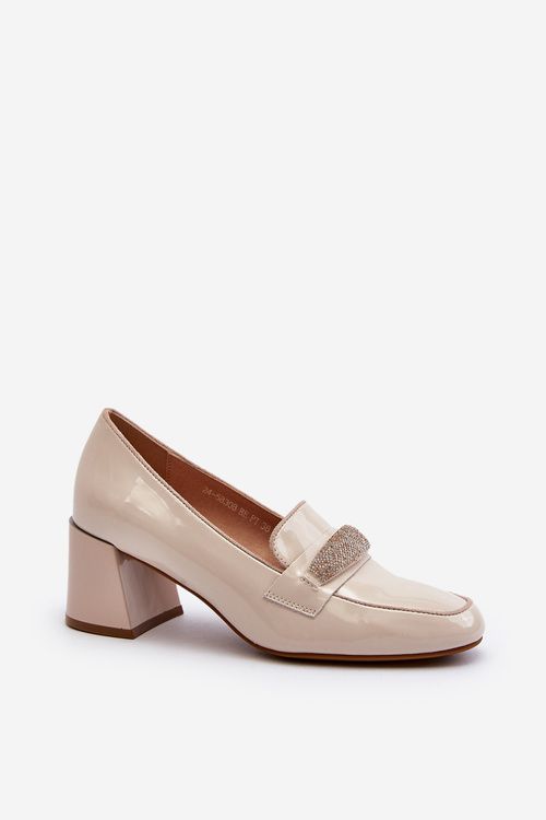 Бежеві лаковані туфлі на високих підборах Felicijana