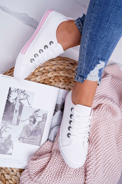 Жіночі кросівки біло-рожеві на ремінці Nigrid2