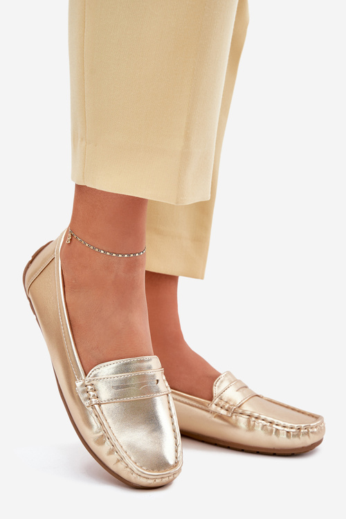 Жіночі Еко Шкіряні Мокасини Золоті Lenvie