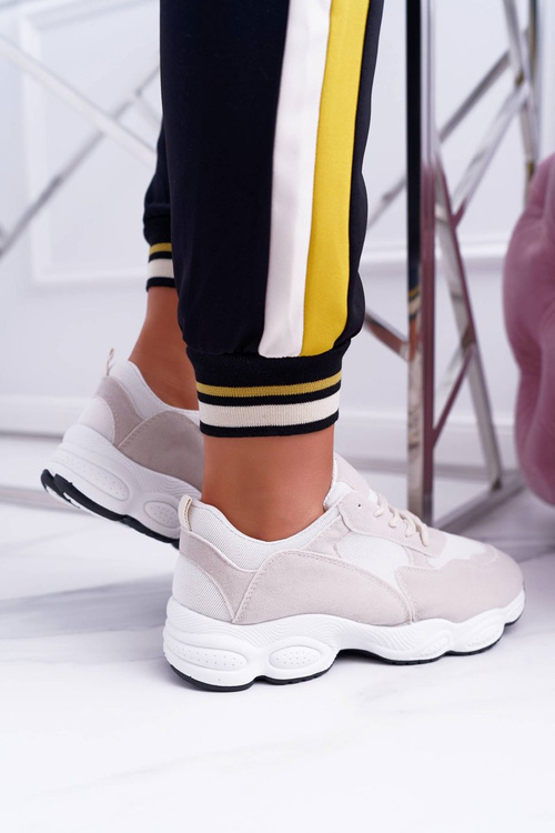 Спортивні жіночі замшеві туфлі бежево-білі льодяники