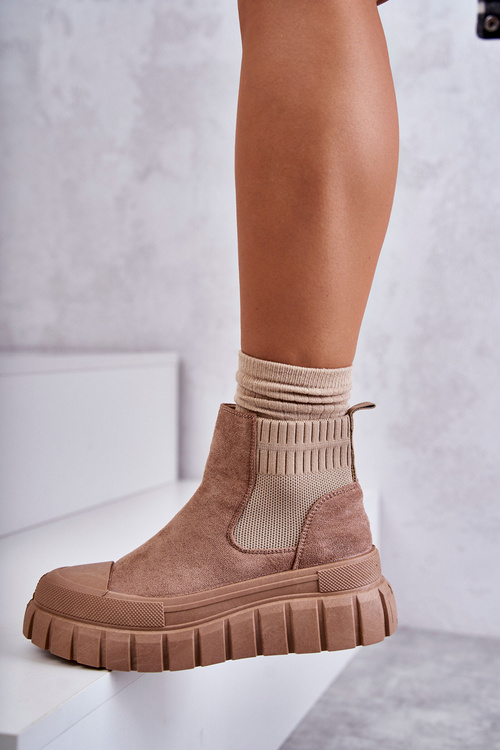 Модні слипони на платформі темно-бежевого кольору Jenna