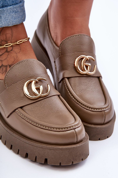 Жіночі шкіряні напівчоботи з орнаментом темно-бежевий розовий водоспад