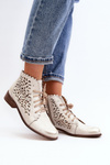 Жіночі ботильйони на шнурівці Zazoo 2871 Gold Distressed