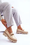Модні лофери на платформі з декором Laura Messi 2600 Beige