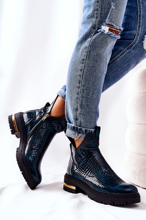 Утеплені шкіряні чоботи Крокодил Зелений Таня