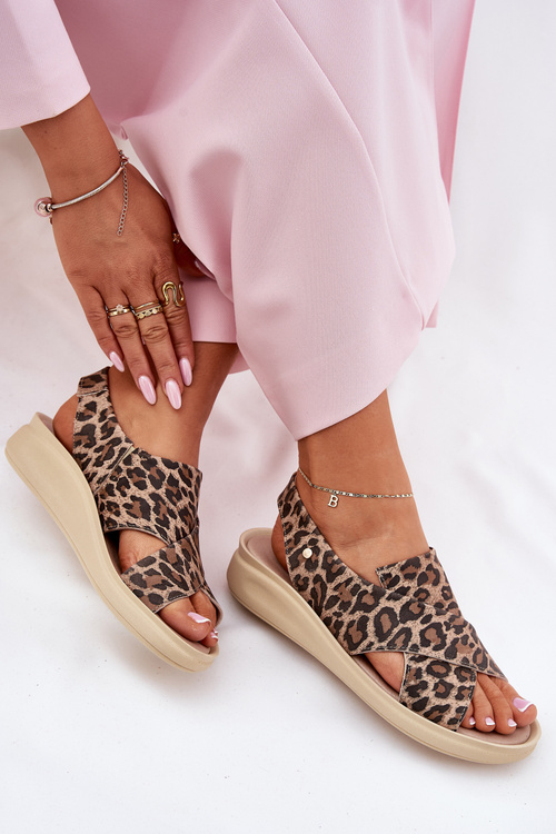 Zazoo 40392 Шкіряні Сандалі Жіночі Леопардові Коричневі