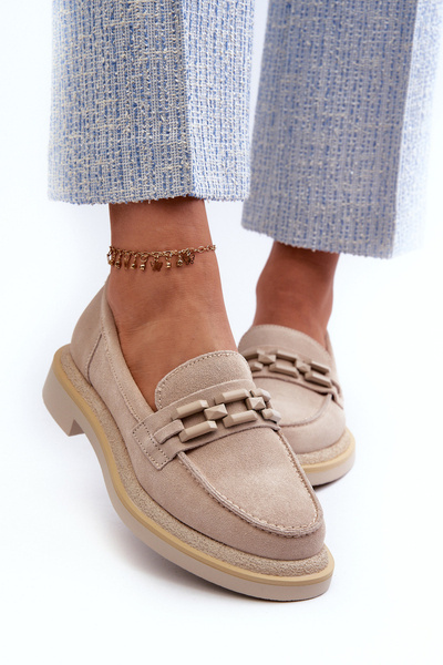 Замшеві жіночі мокасини S.Barski HX52-222 Бежеві