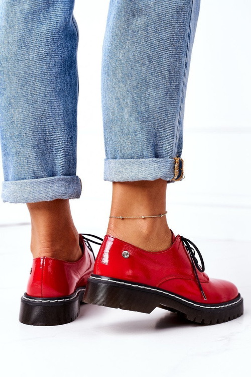 Жіночі шкіряні броги Оксфорди Maciejka 04087-08 Червоні