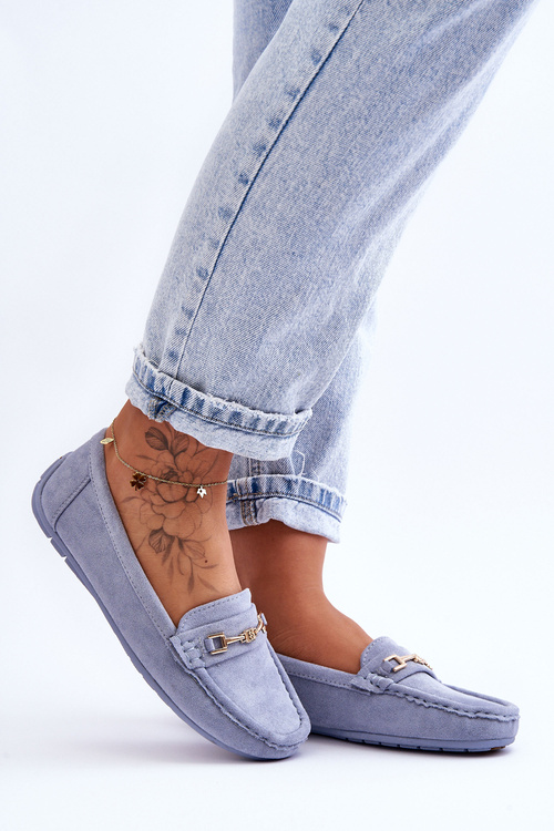 Жіночі класичні замшеві лофери Blue Corinell