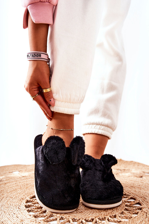 Хутряні тапочки з вушками Black Thorpe