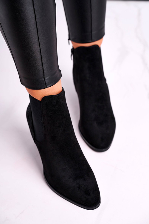 Чоботи жіночі на високому каблуці Sergio Leone Suede Black BT613