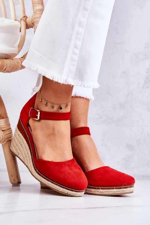 Жіночі еспадрільї на танкетці Червоний тамарил