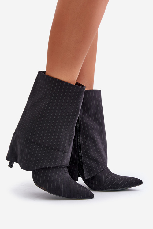 Жіночі чоботи на шпильці з точеним халявою та гострими носами Чорні Naritua