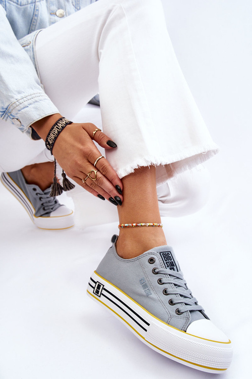 Жіночі тканинні кросівки на платформі Big Star LL274183 Світло-блакитні