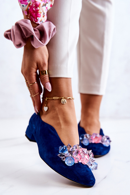 Елегантні замшеві туфлі з декором темно-синій McQueen