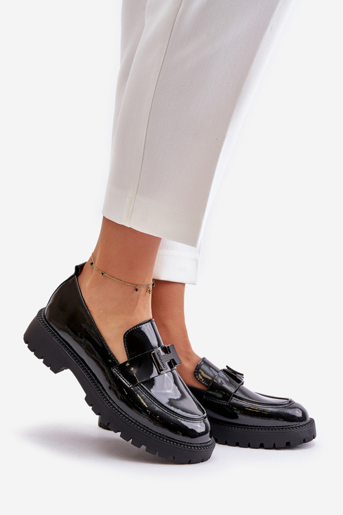 Жіночі мокасини лаковані Vinceza 62187 Чорні